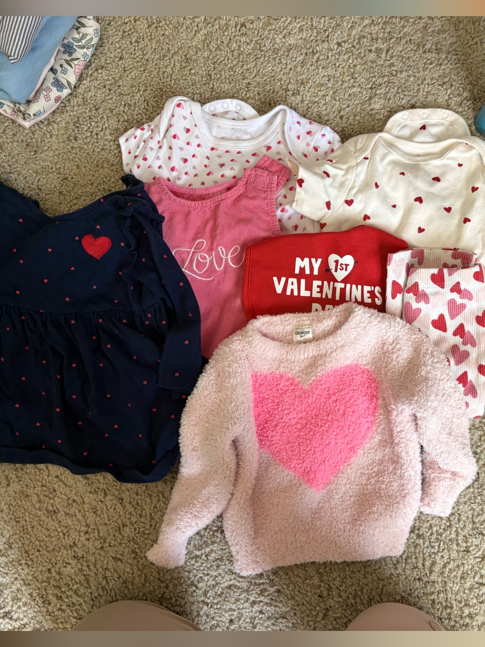 Heart Baby Outfit Bundle - Pink, Red, Navy, White